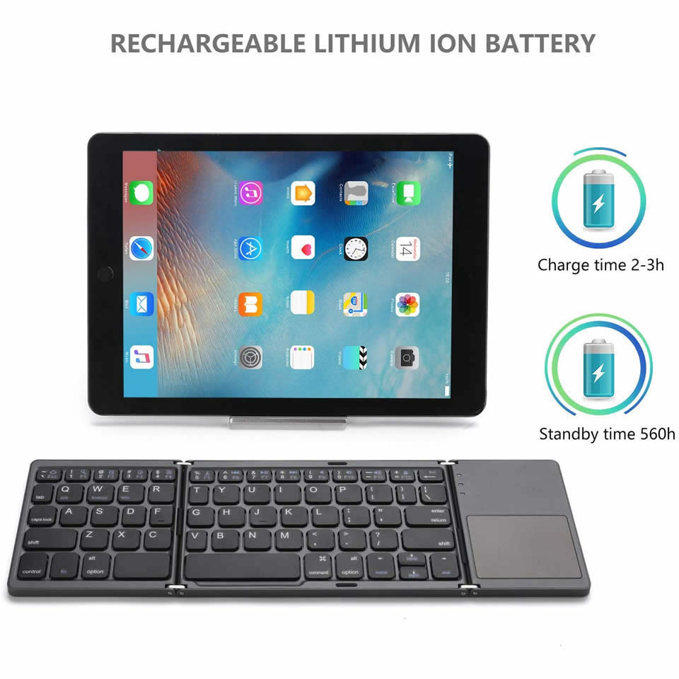 New Portable Mini Three Folding Bluetooth Keyboard Wireless Foldable Touchpad Keypad for IOS Android Windows ipad Tablet