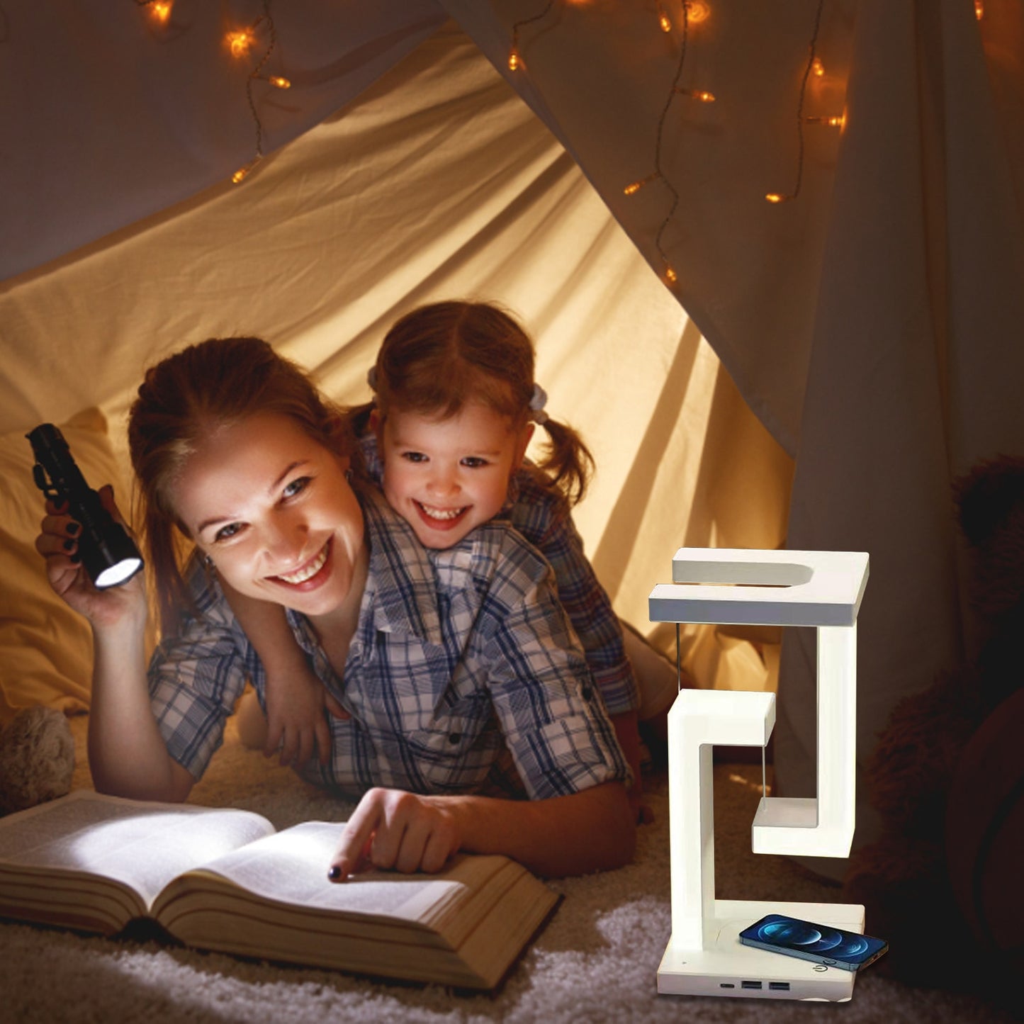 Anti-Gravity Desk Lamp LED Lamp Smartphone Wireless Charging Suspension Table Lamp USB Bedroom Sleep Light Reading Light