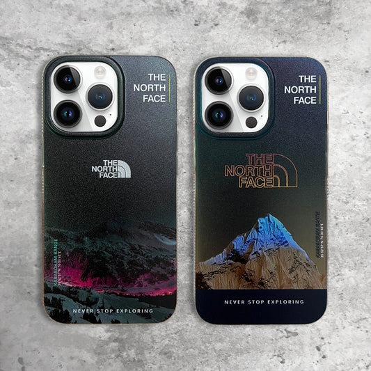 Original Trendy Brand North Face Snow Mountain iPhone Case, Personalized Landscape Illustration Creative High-end Sense Large Hole Matte Anti-fall Hard Protective Case