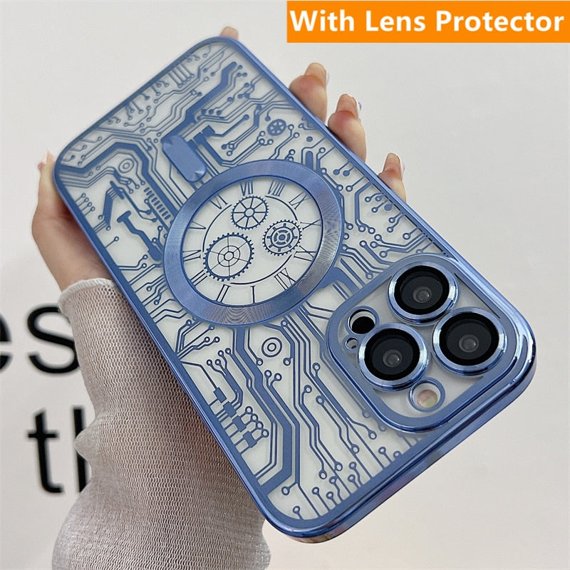 Per iPhone 14 13 12 11 Pro X XS Max 7 8 Case Slim Plating MagSafe Magnetic  Cover