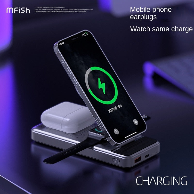 Beast 5-in-1 Wireless Magnetic Charging Station Portable 10,000 mAh Multi-function Mobile Power Bank