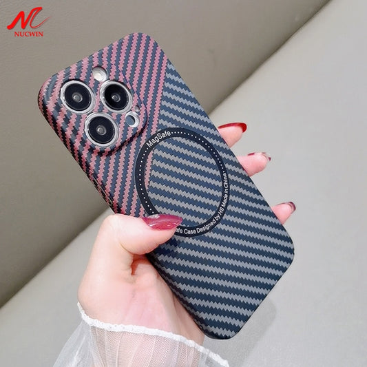 For iPhone 13 Magsafe Case Buesiness Carbon Fiber Slim Matte Hard Magnetic Phone Cases for iPhone 11 12 13 Pro Max 14 Pro Plus