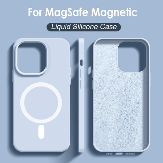 For Mag safe Magnetic Wireless Charger Case For iPhone 14 12 11 13 Pro Max Cover Funda Capa Korea Liquid Silicone Case 13 14 Pro